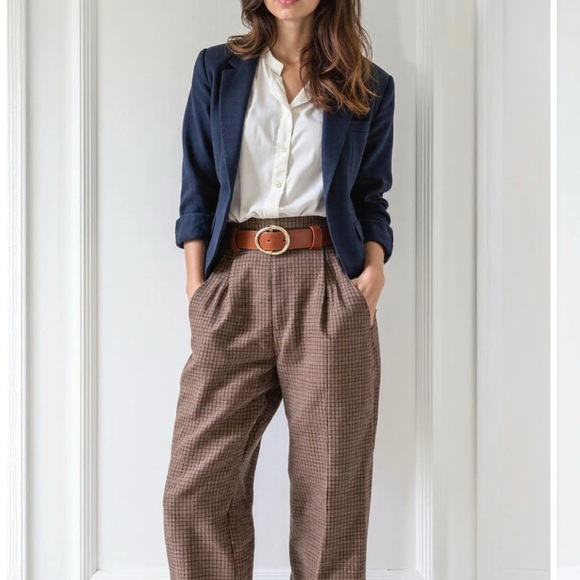 Pendleton Woolen Mills Deadstock 100% Virgin Wool Plaid Houndstooth High Rise - Picture 5 of 8